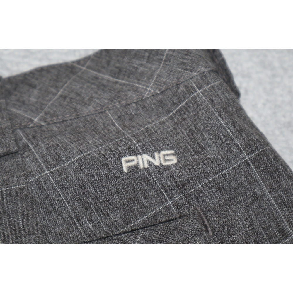 Ping Golf Shorts Mens 38 Gray Windowpane Plaid Flat Front Athletic Performance